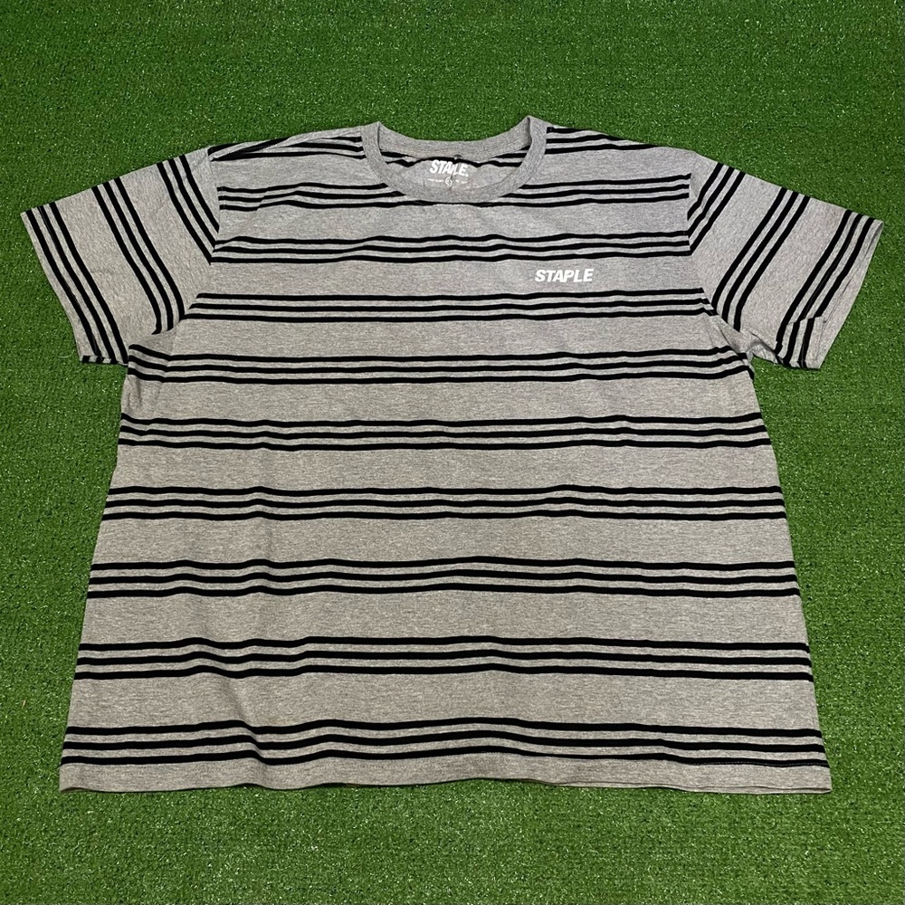 Staple Pigeon Stripe Graphic T-Shirt Mens XXL Gray Black Skateboard Streetwear